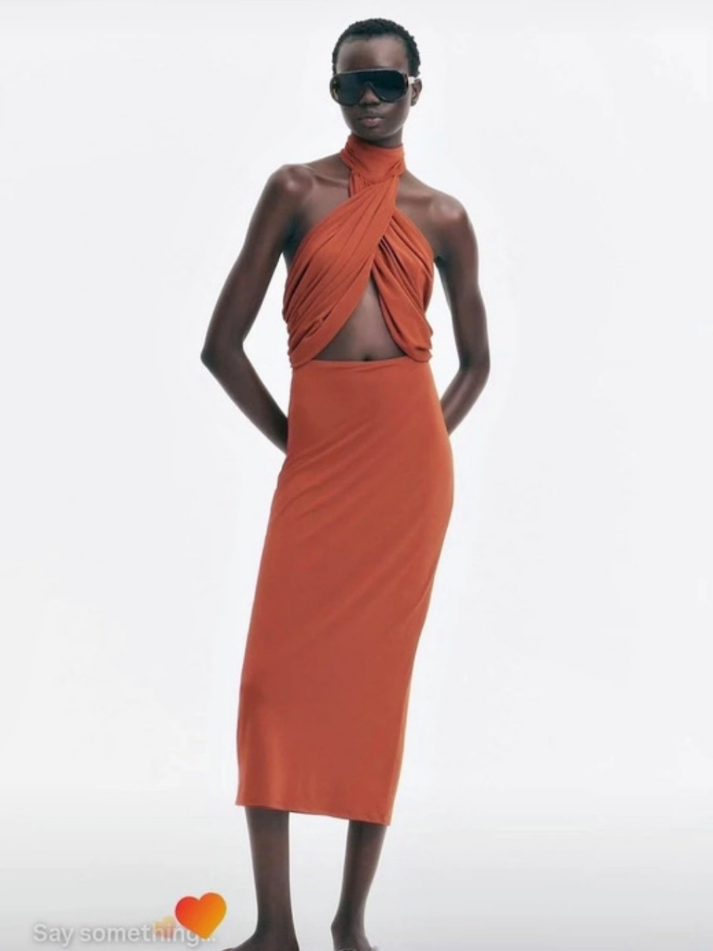 H&M Halter Midi Dress, Size Large with stretch.